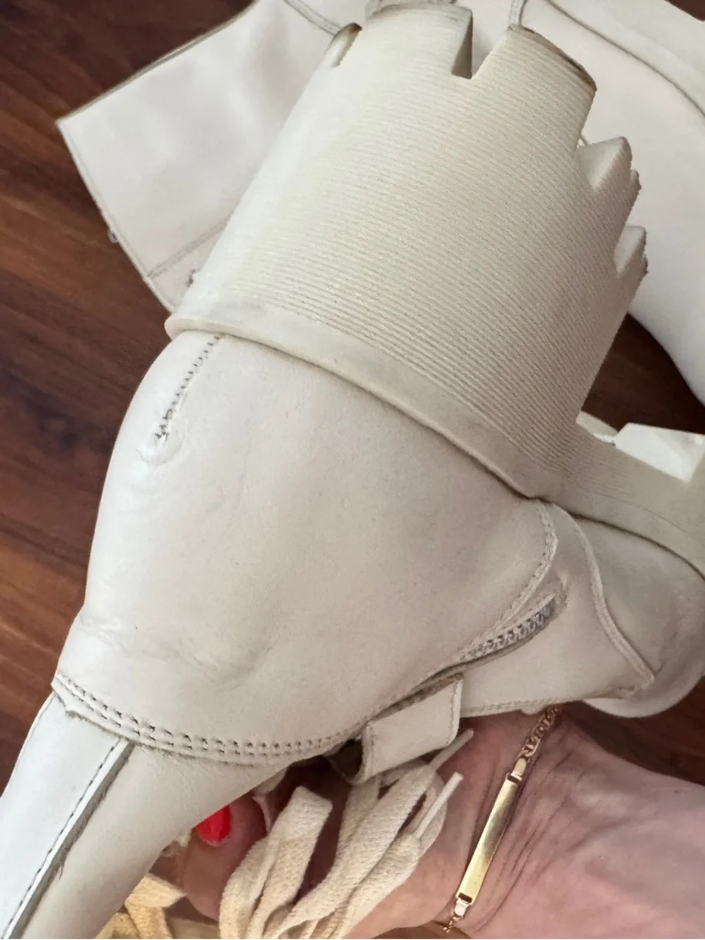 dingo Cream Lace-Up Lug Sole Boot with Silver Buckle